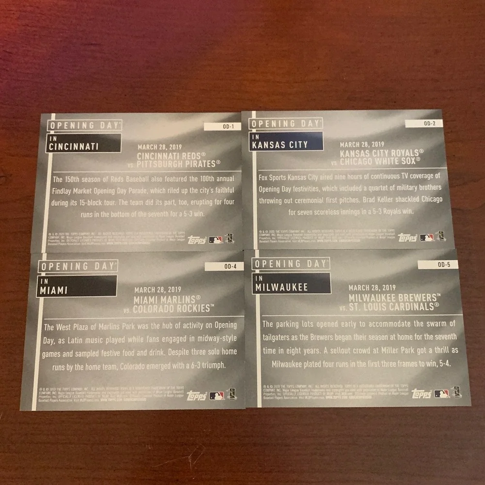 2020 Topps Opening Day‎ Set 1-15 stadiums